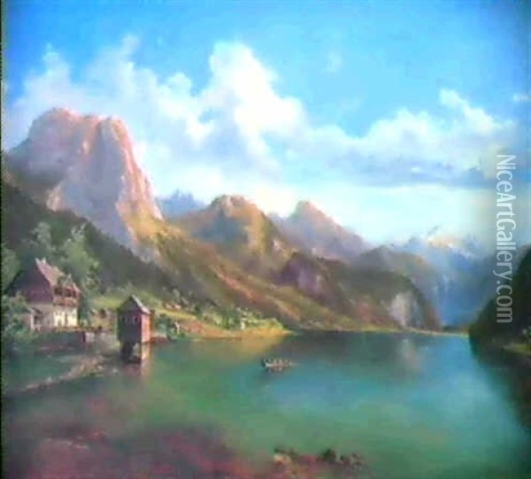 Blick Auf Den Grundlsee Oil Painting - Georg Geyer