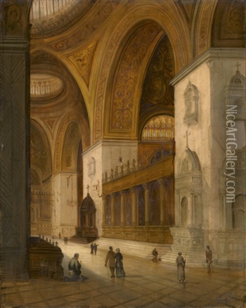 Das Innere Von San Marco In Venedig Oil Painting - August Siegen