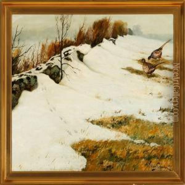 A Winter Landscape From Saltholm Island Oil Painting - William Gislander
