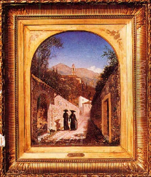 Abadesas Rumbo Al Convento Oil Painting - Charles Samuel Delapeine