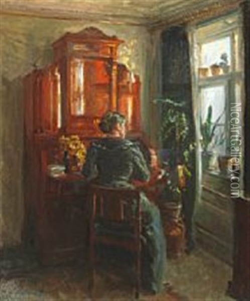 Interior From My Home In Copenhagen Oil Painting - Viggo Johansen