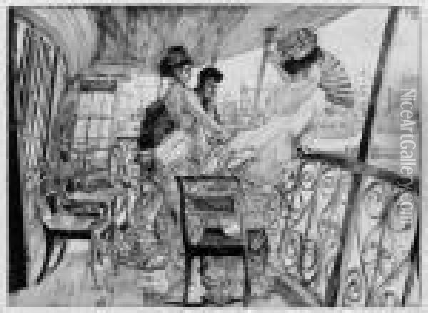 La Galerie Du Calcutta Oil Painting - James Jacques Joseph Tissot