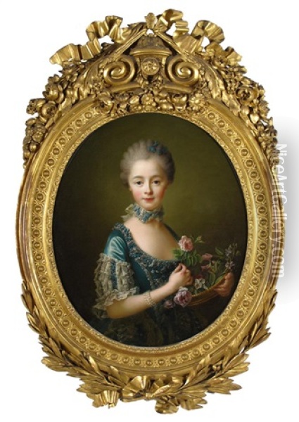 Portrait Of Lady Amelia Darcy (1754-1784), Later 9th Baroness Conyers And Wife Of Francis Godolphin Osborne, Marquess Of Carmarthen, The 5th Duke Of Leeds Oil Painting - Francois Hubert Drouais