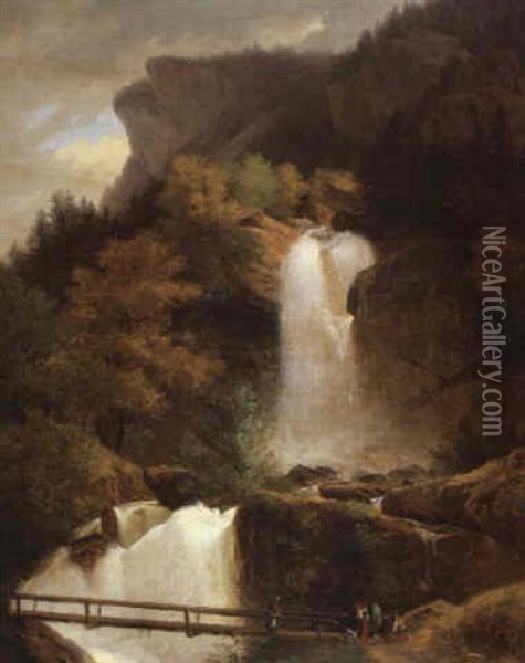 Handeckfall Oil Painting - Francois Diday
