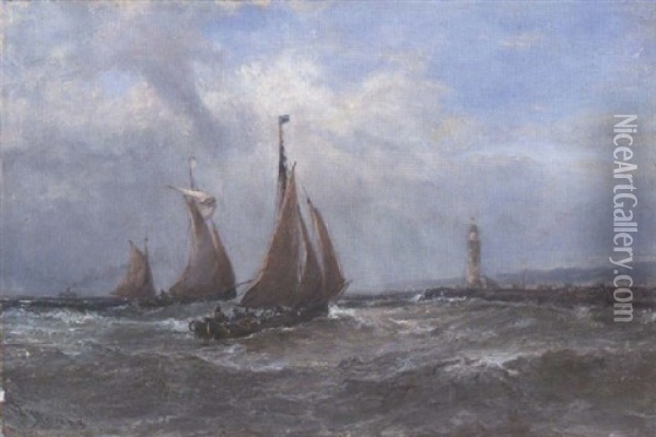 Irish Trawlers, Dublin Bay Oil Painting - Edwin Hayes