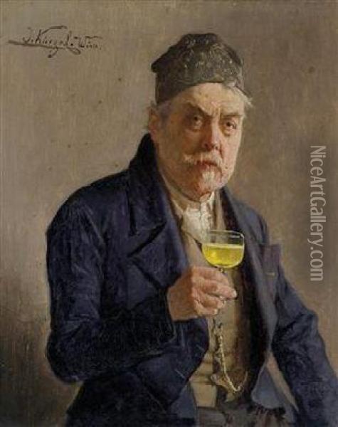 A Good Sip Oil Painting - Kinzel Jozef