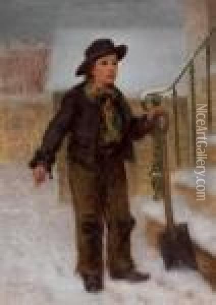 Get'n Ready To Shovel Oil Painting - John George Brown
