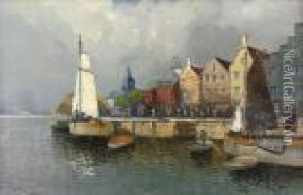 Hollandische Hafenansicht Oil Painting - Georg Fischof