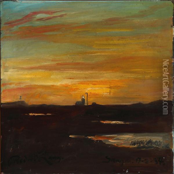 Sunset At Skagen, Denmark Oil Painting - Frederik Lange