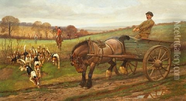 E'en Sober Dobbin Lifts His Clumsy Heel, And Kicks, Dis-dainful Of The Dirty Wheel Oil Painting - Edward Algernon Stuart Douglas