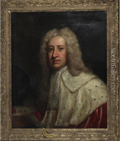 Gentleman In Lord Privy Robes Oil Painting - Sir Godfrey Kneller