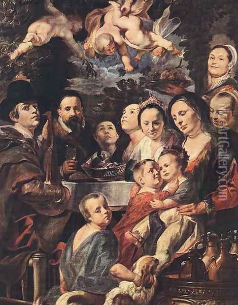 Self Portrait among Parents, Brothers and Sisters Oil Painting - Jacob Jordaens
