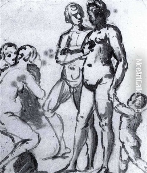 Studies Of Nude Figures Oil Painting - Hendrik Goudt