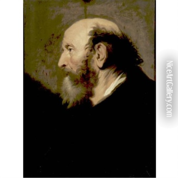 Profile Portrait Of A Bearded Man Oil Painting - Jacob Adriaensz de Backer