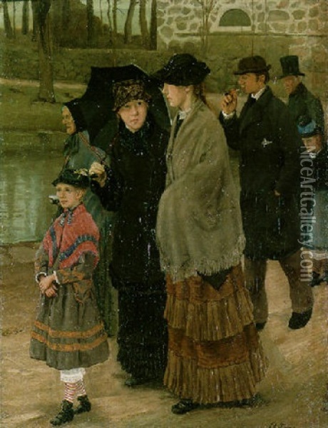 On The Way To Church Oil Painting - Laurits Andersen Ring