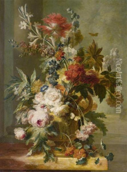 Large Floral Still Life Oil Painting - Jan Van Huysum