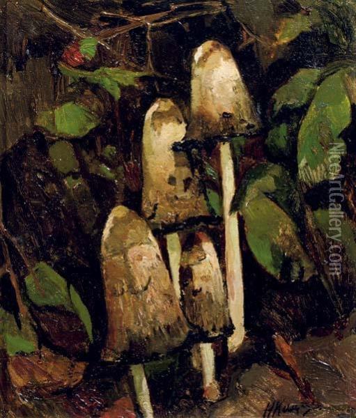 Mushrooms Oil Painting - Herman Kruyder