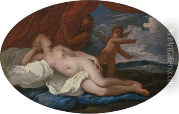 Jupiter And Antiope With Cupid Oil Painting - Luca Giordano