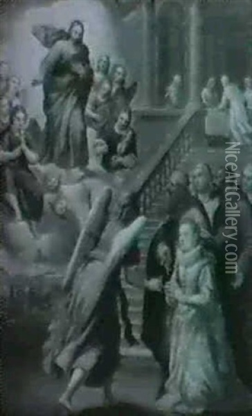 Aufnahme Einer Vornehmen Dame In Einem Nonnenkloster Oil Painting - Erasmus Quellinus II
