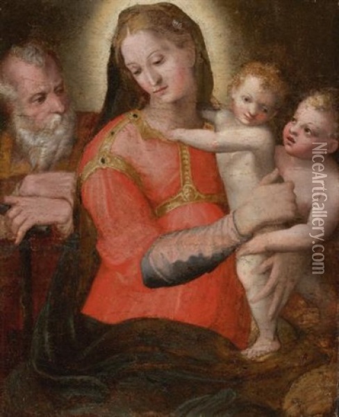 Madonna And Child With St. John Oil Painting - Pellegrino Tibaldi
