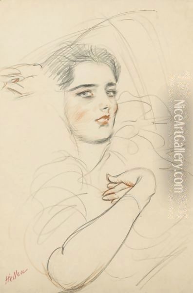 Portrait Of Diana Mitford Oil Painting - Paul Cesar Helleu