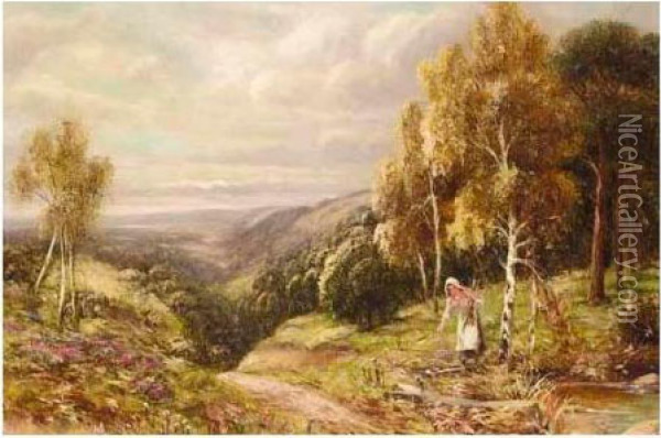 Gathering Reeds; The Village Track Oil Painting - Robert John Hammond