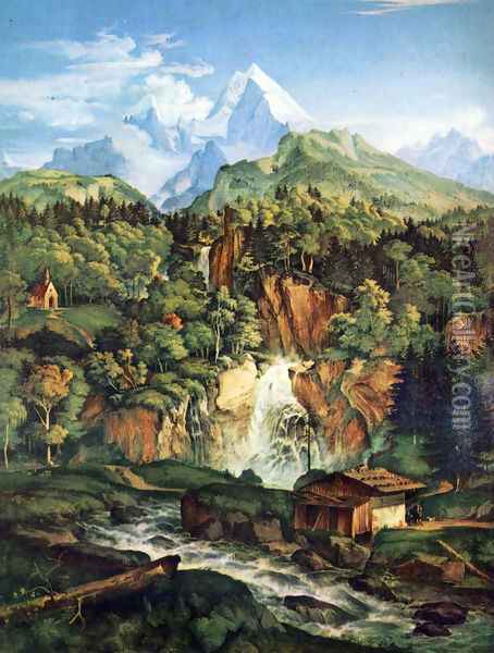 The Watzmann Oil Painting - Adrian Ludwig Richter