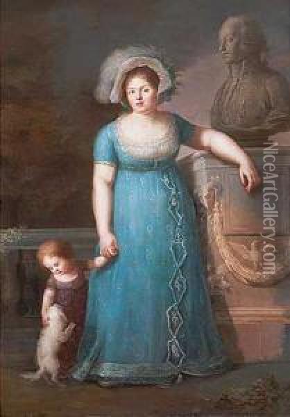 Retrato De La Marquesa De Palomares Con Su Hijo Oil Painting - Domingos Antonio de Sequeira