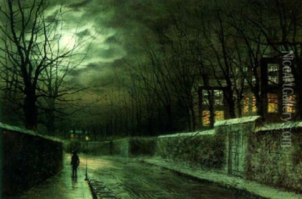 The Lane At Night Oil Painting - Walter Linsley Meegan