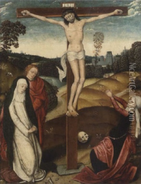 The Crucifixion With The Virgin, Mary Magdalene And John The Apostle Oil Painting - Dieric Bouts the Elder
