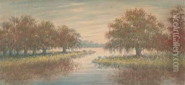 Louisiana Bayou In Autumn Oil Painting - Alexander John Drysdale