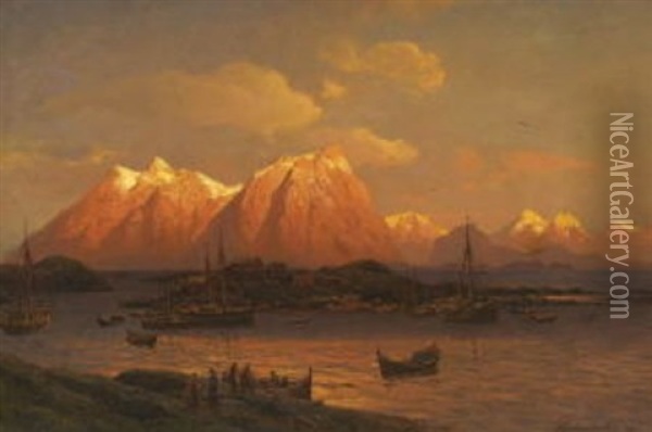 Abend Bei Svolvaer Auf Den Lofoten Oil Painting - Karl Paul Themistocles von Eckenbrecher