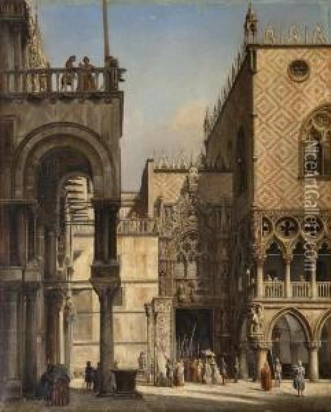 Porta Della Carta, Doge's Palace,venice Oil Painting - Francesco Zanin