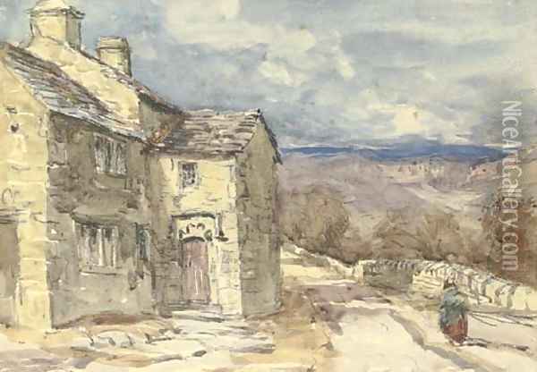 A figure on a lane Oil Painting - David Cox