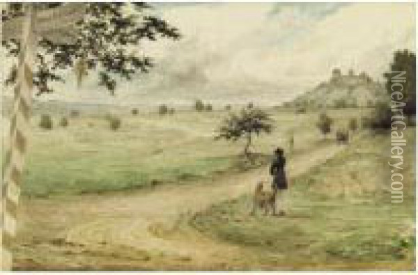 View Towards Otzburg Oil Painting - Thomas Streatfield