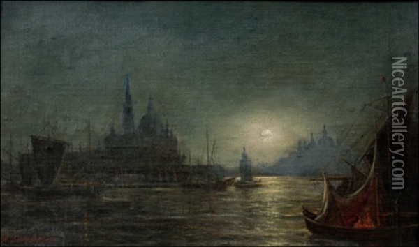 Moonlit Night Oil Painting - Aleksei Petrovich Bogolyubov