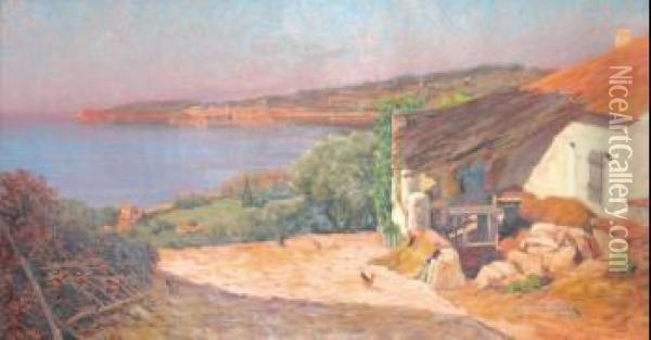 Panorama Sur La Mer Oil Painting - Eugene De Barberiis