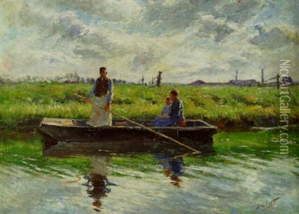 The Ferry Oil Painting - Jean-Henri Luyten