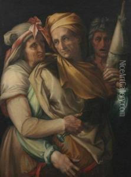 The Three Fates Oil Painting - Rancesco De' Rossi (see Salviati, Cecchino Del)