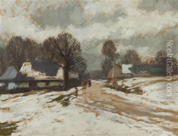 Winter Landscape Oil Painting - Gustav Macoun