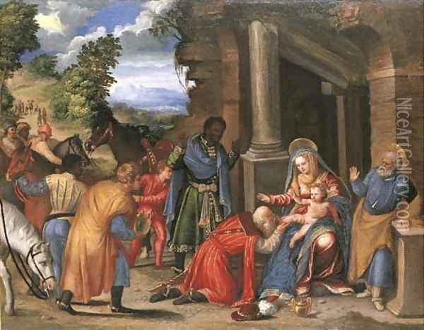 The Adoration of the Magi Oil Painting - Battista Dossi