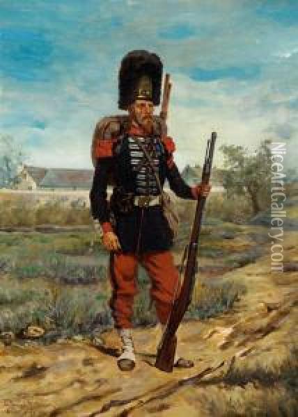 Prussian Guard Oil Painting - Etienne Prosper Berne-Bellecour