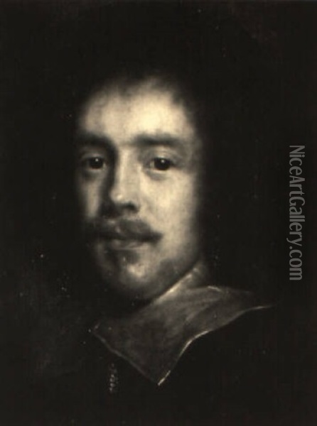 Portrait Of A Young Gentleman With A Moustache Oil Painting - Cornelis Jonson Van Ceulen
