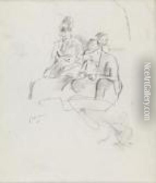 Couple Assis Oil Painting - Jules Pascin