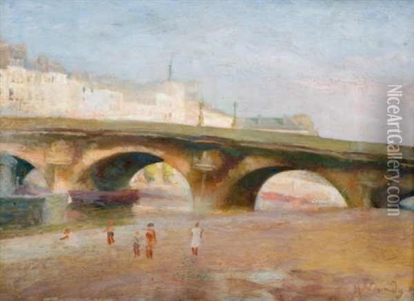 Le Pont-neuf V Parizi Oil Painting - Walter Bondy