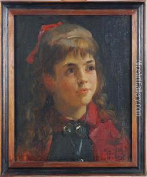 Portrait Of Edith Mosler, The Artist's Daughter Oil Painting - Henry Mosler
