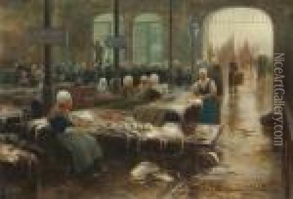 The Fish Market Oil Painting - Lionel Walden