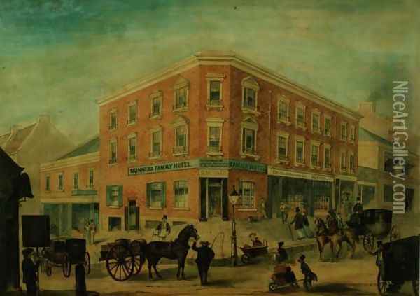 Corner of George and Hunter Streets, Sydney, 1849 Oil Painting - A. Torning
