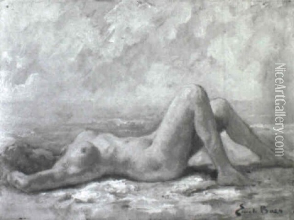 Weiblicher Akt, Am Strand Liegend Oil Painting - Emile Baes