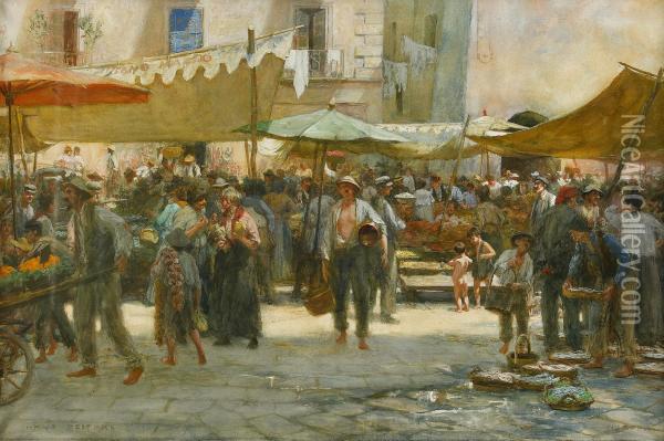 Torghandel I Neapel Oil Painting - Hans Deiters